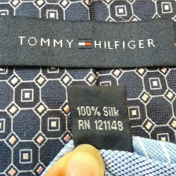 Tommy Hilfiger Mens Tie Blue Multicolor Geo Print - Picture 8 of 8